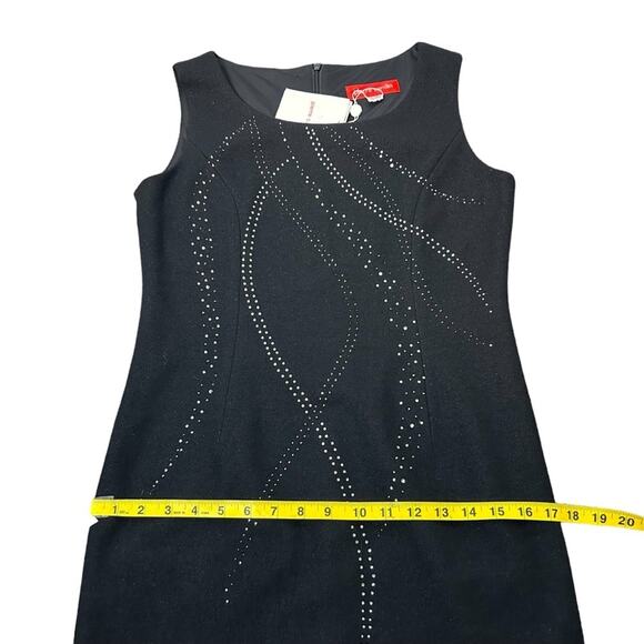 🆕 Pierre Cardin Dress Womens Size 6 8 Black Wool Blend Rhinestone Sparkles Chic - Picture 10 of 16